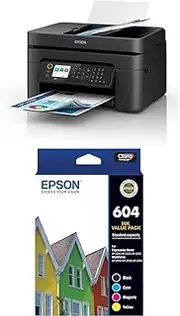 Workforce WF-2950 Multifunction Printer, Black, C11CK62501, Medium and Epson 604 - Std Capacity - Multipack Ink Cartridges