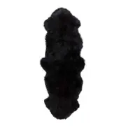 100% Genuine Sheepskin Rug Lambskin Rug Wool Double L Black