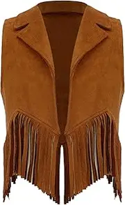 [Yruioon] Kids Cowgirls Cowboys Collared Fringe Waistcoat Retro 90s Western Vest Top