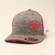 Ariat Mens Hat Baseball Cap Flexfit 110 Mesh Snap Back Logo Grey 15049004