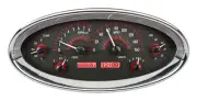 Dakota Digital Universal Elliptical Analog Gauge System Carbon Red VHX-1017-C-R
