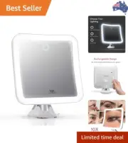 Rechargeable 10x Magnifying Mirror with 3 LED Light Settings, Dimmable Touch ...