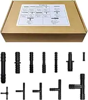 DXNQ 113 PCS Vacuum Connector Kit, 12 Sizes Nylon Hose Tee & Straight Connector Set, Black, 0.6 lb, 1 Transparent Box