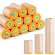 Masking Paper 12 Rolls Pre-Taped Masking Paper for Painting Automotive Masking
