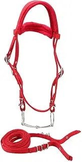 Nutriess Adjustable Horse Bridle Rein Harness Headstalls Removable Snaffle Soft Cushion Red Comfortable Fit Equestrian Equipment for Riding Training