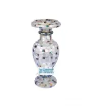 16'' white Marble Flower Vase Pot inlay pietra dura mop paua shell decor room