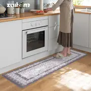 ZUNI Kitchen Rugs Mats Set of 2 Non Slip Comfort Standing Mat Rug Brown
