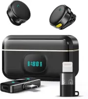 Wireless Lavalier Microphone for iPhone Android Mini Lapel Mic with Charging Ca