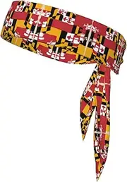 [Ghjkfbf] Maryland Flag Print Sports Headband Sweat Wicking Sweatband for Men Women Running Cycling Yoga Fitness Workout