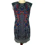AIDAN MATTOX BEADED GEOMETRIC SLEEVELESS MINI SHEATH DRESS NWT WOMEN'S SIZE 8