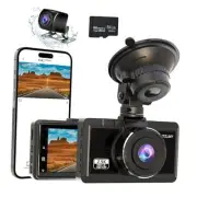 Dash Cam Front and Rear 2.5K+1080P FHD WiFi Dual Dash Camera for Cars, 170°
