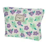 Canvas Makeup Bag Large Capacity Makeup Pouch Floral Cosmetic Pouch Purple