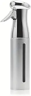 Misting Spray Bottle with Large Capacity, 300 mL, chrome finish, for Daily Hair Care, Matching Hair Scrunchie, All Hair Types (chrome/silver)