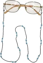 [Generic] Colorful Blue White Beaded Eyeglass Chain, Glasses Chains for Women, Beaded Glasses Chain, Handmade Chain for Glasses, Crochet Eyeglass Chain, Eye Jewelry