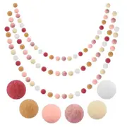 Catzon 3 Pcs 2m Wool Felt Ball Garland for Christmas Thanksgiving Decor-Pink