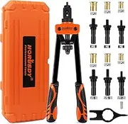 HORUSDY 14" Rivet Nut Tool Set, Nutsert Riveting Gun Metric & SAE Mandrels Rivnut With Storage Case