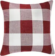 4TH Emotion 24 x 24 Inch Red White Christmas Buffalo Checkers Plaids Linen Throw Pillow Cover Decorative Cushion Case Sofa