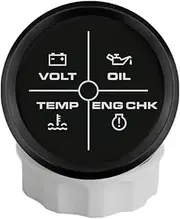 ELING 52mm 4 LED Alarm Gauge Engine Voltmeter Oil Pressure Water Temperature Alarm with Red Backlight for Car Yachts SUV