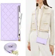 Cavor PU Leather Case for iPhone 7 Plus Case for iPhone 8 Plus Case (5.5") Crossbody Wallet Card Slots Holder Flip Folio Cover Kickstand & Shoulder Lanyard Strap Purse Zipper Handbag-Purple