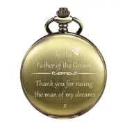 Mens Engraved Pocket Watch Father of The Groom Gifts from Bride - to Dad Bronze