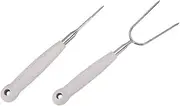 YARNOW 2pcs Stainless Steel Barbecue Fork Portable BBQ Forks for Outdoor Grilling for Skewers for Camping and Backyard Bbqs