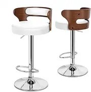 ALFORDSON 2X Bar Stool Adjustable Kitchen Counter Barstools Swivel Wooden Dining Chair Home Bar Dining Room Furniture in 61-82cm Seat Height with Anti-Slip Floor Protector (Ramiro White)