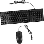 TEHAUX 1Set Wired Keyboard and Mouse Full USB Keyboard with Pad Quiet Keys for Maximum Comfort and Productivity for Office Use and Home Computing