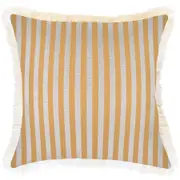 Cushion Cover-Coastal Fringe-Candy Stripe Mustard-45cm x 45cm