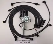CHRYSLER 440 1959-1972 BLACK Small Female Cap HEI Distributor & Spark Plug Wires