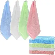 Set of 4 Baby Wash Cloths for Babies, Colourful Cotton Towels, Microfibre High-Quality Bamboo Fibre, Super Soft Absorbent Towels, Terry Towelling, Face Towels, for Newborns and Children, Wash Face