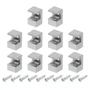 10 Pcs Glass Shelf Brackets, Zinc Alloy Glass Clamp for 9mm, Nickel Color