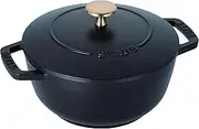 Staub Wa-NABE 40501-005 Black M 7.1 inches (18 cm) Double-Handed Cast Iron Pot, Cooking, 2 Pieces, Induction Compatible
