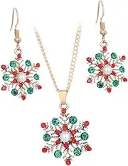 [TENDYCOCO] Alloy Snowflake Drop Earrings Christmas Dangle Earrings Christmas Christmas Snowflake Necklace