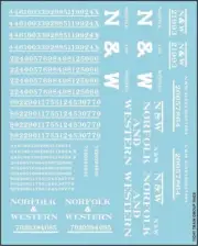 Tichy Train Group 10428 HO Scale N & W Norfolk Western Roadname Set White Decals