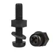 Black Nylon Pozi Pan Head Screw Bolt + Hex Nuts, Flat Washers M2,M2.5,M3,M4-M8