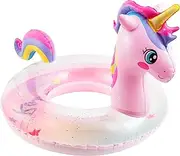 GROBRO7 Gradient Inflatable Pool Float - Pink Unicorn Glitter Pool Float with Tail, Giant Pool Float Ring Toy for Children Adults Summer Beach Swimming Party Decor (10+ Years Old)