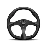 MOMO Quark Steering Wheel 350mm Black Polyurethane Brushed Black Anodized
