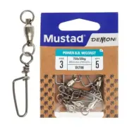 Mustad Demon Ball Bearing Game Swivel with Coastlock Snap Size 3 35kg Qty 5