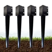 ARIFARO Fence Post Anchor 24 inch Ground Spike Heavy Duty Metal Black Powder ...