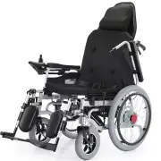 EQUIPMED Power Electric Wheelchair, XL Wide Bariatric Chair Seat, Long Range, Recline Adjustment, Lithium Battery, 22" Wheels, Headrest, Folding, Black