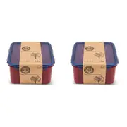 2x Locknlock 1.2L Eco Square Airtight Food Container Travel/Pantry Set Short