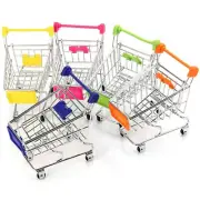 Mini Shopping Trolley Kids Toy Cart Supermarket Desk Tidy Storage Chrome