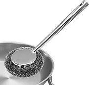 Stainless Steel Scrubber, Detachable Stainless Steel Pan Scrubber with Ergonomic Grip, Scouring Pads for Pots Cookers Tableware Sinks Range Hoods