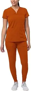 [Adar Uniforms] Adar Pro Movement Booster Scrub Set for Women - Sweetheart V-Neck Scrub Top & Yoga Jogger Scrub Pants