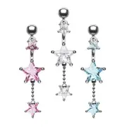 Frosted Star Dangle Belly Piercing Ring