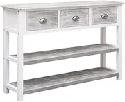 Sideboard, Wood Buffet Cabinet, Credenza Kitchen, Storage Cabinet with 3 Drawers, Console Table with 2 Shelves for Dining Room Hallway, 115x30x76 cm, Grey