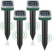 Ultrasonic Mole Repeller for Mice, 4 Pack Solar Mole Repellent Vole Repellent for Lawn, Garden and Yard, Ground Control, Snake, Rodents