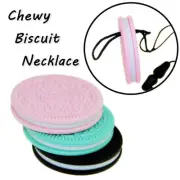 Chewy Biscuit Sensory Chew Necklace Biting Aid Pendant Kids Autism ADHD Fidget
