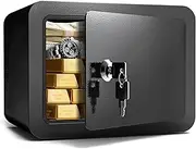 Safe Box, Small Safe Money Safe Safety Box for Money Cash Documents Small Lock Kids Mini Cash Box with Key(0.23 Cubic Feet)