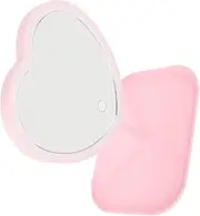 FOMIYES LED Lighting Makeup Mirror Heart Design Magnified Compact Mirror for Desktop Vanity Use